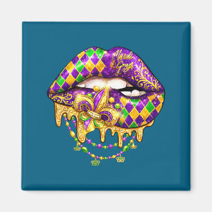 Imán Festival de Carnaval Mínimo Mardi Gras Labios