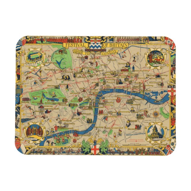 Imán Festival de Gran Bretaña: Guía del Mapa de Londres (Horizontal)