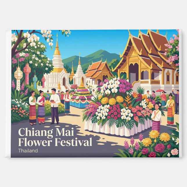 Imán Festival de las Flores de Chiang Mai Tailandia (Anverso)