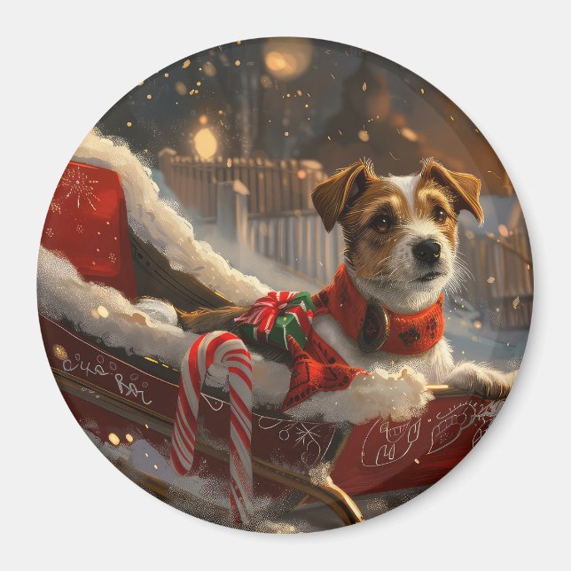 Imán Festival de Navidades de Jack Russell Dog (Frente)
