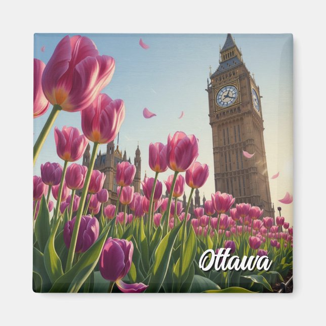 Imán Festival de Tulipanes en Ottawa Canadá Viajes (Frente)