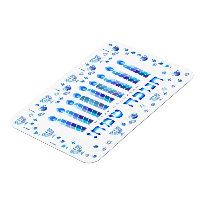 Imán Festival Hanukkah Fiesta Ornamento azul (Lado Izquierdo)