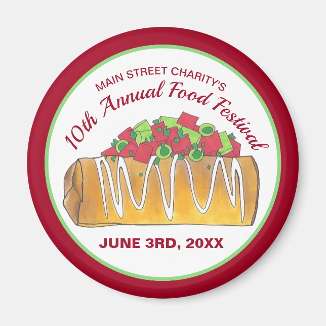 Imán Festival mexicano de Tex Mex Food Chimichanga (Frente)