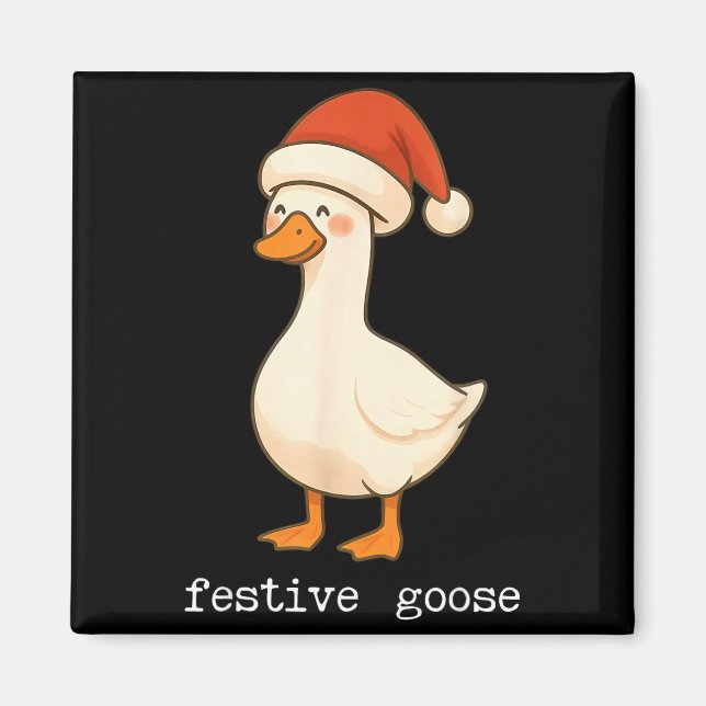 Imán Festive And Mpy Goose Santa Hat Xmas Light Matchin (Frente)