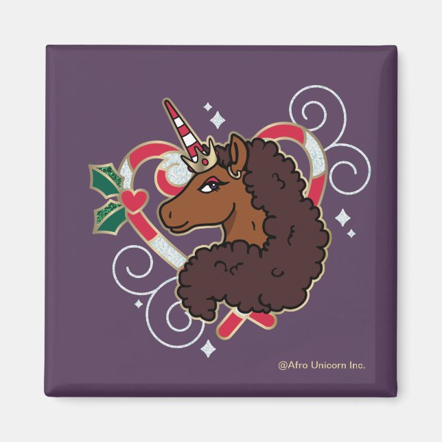 Imán Festividad cardíaca de caramelo de caramelo Afro U (Frente)