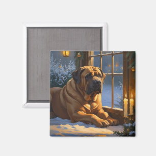 Imán Festividad de bullmastiff con Navidades alumbrado