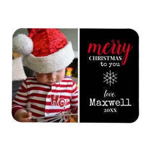 Imán Festividad de copo de nieve negro, blanco y rojo