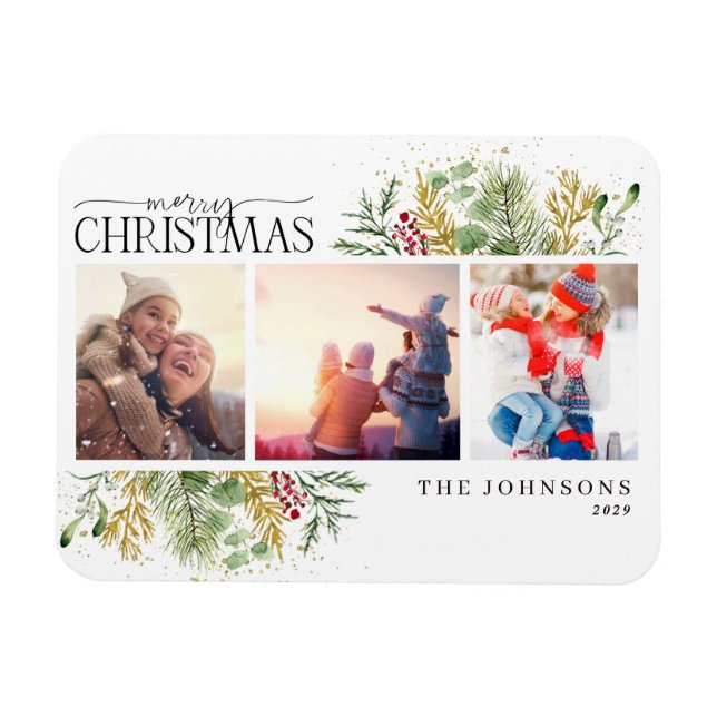 Imán Festividad de la foto botánica del invierno de Fel (Horizontal)