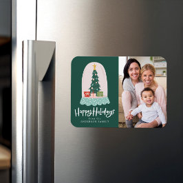 Imán Festividad de la foto del Glóbulo de la Nieve