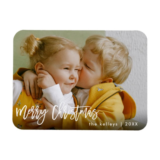 Imán Festividad de la foto del guión del pincel blanco  (Horizontal)