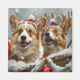Imán Festividad de los Navidades de perro de Corgi