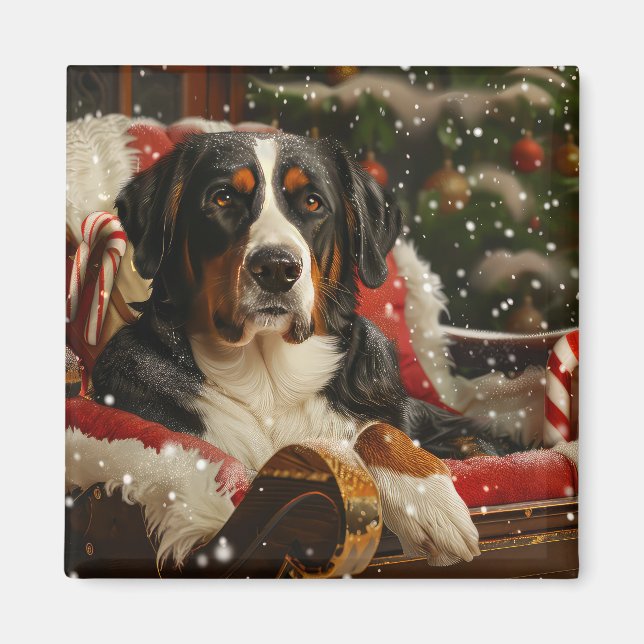 Imán Festividad de los Navidades de Perro de Montaña de (Frente)