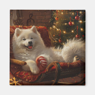 Imán Festividad de los Navidades de perro de Samoyed