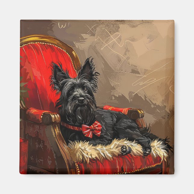 Imán Festividad de los Navidades de perro de Skye Terri (Frente)