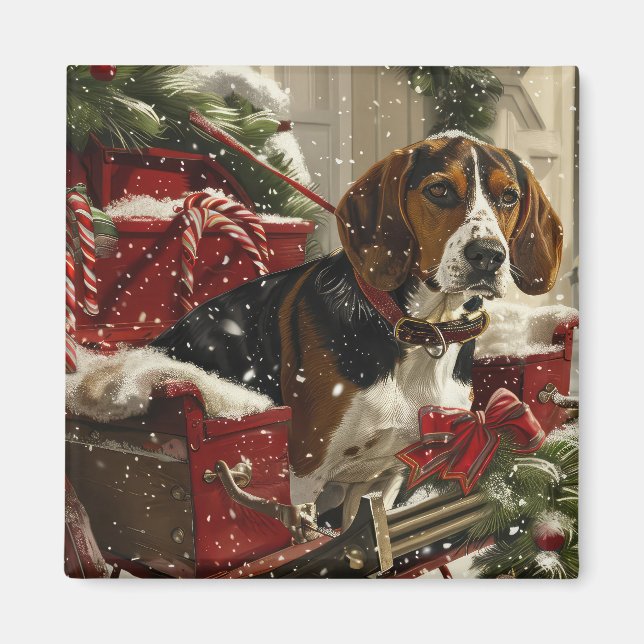 Imán Festividad de los Navidades de perro de Walker Coo (Frente)