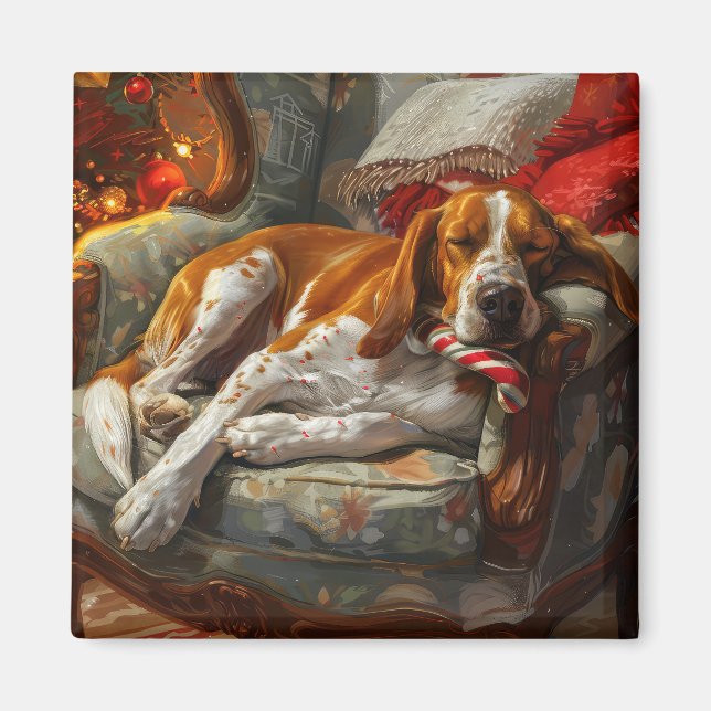 Imán Festividad de los Navidades de perros de Foxhound  (Frente)