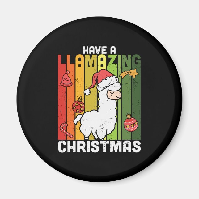 Imán Festividad de Navidades de Llama Pun (Frente)