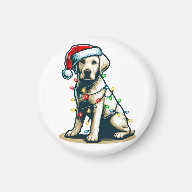 Imán Festividad de perro de Labrador con Navidades luz (Frente)