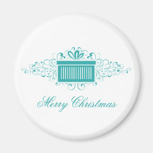 Imán Festividad De Swirls Present Magnet, Aqua