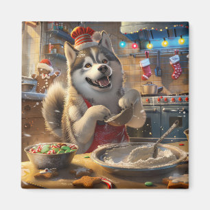 Imán Festividad en Alaska Malamute: Navidades festivos