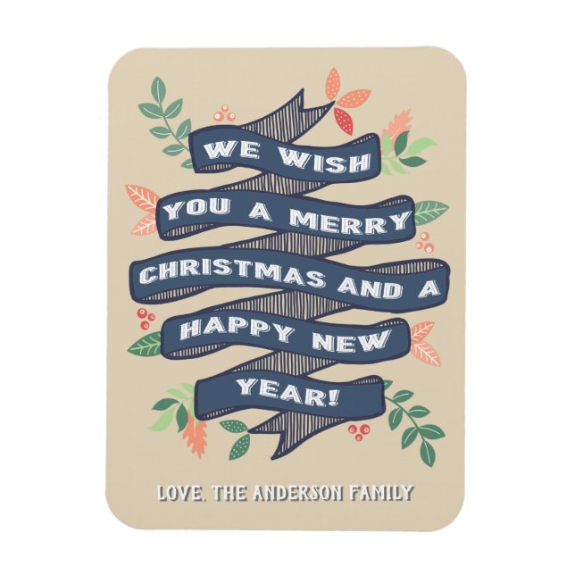 Imán Festividad en la pancarta de los Navidades florale (Vertical)