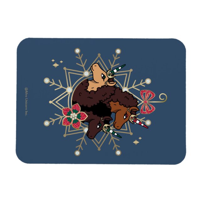 Imán Festividad festiva afrounicornio mágica (Horizontal)