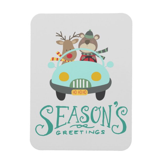 Imán Festividad moderna de renos y osos (Vertical)