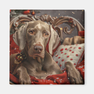 Imán Festividad navideña del perro de Weimaraner