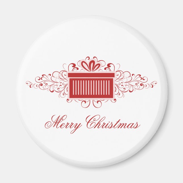 Imán Festividad Swirls Presente Magnet, Rojo (Frente)