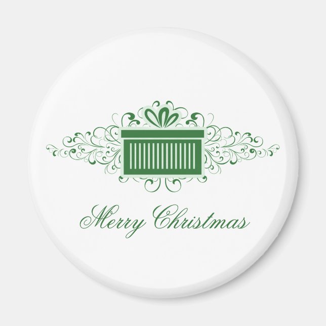 Imán Festividad Swirls Presente Magnet, Verde (Frente)
