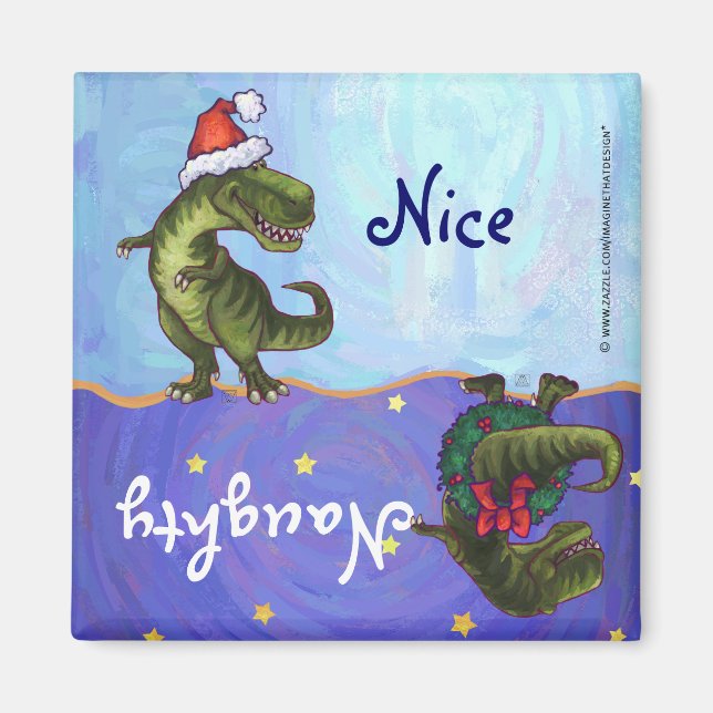 Imán Festividad TRex Naughty Nice Dishlavanda Magnet (Frente)