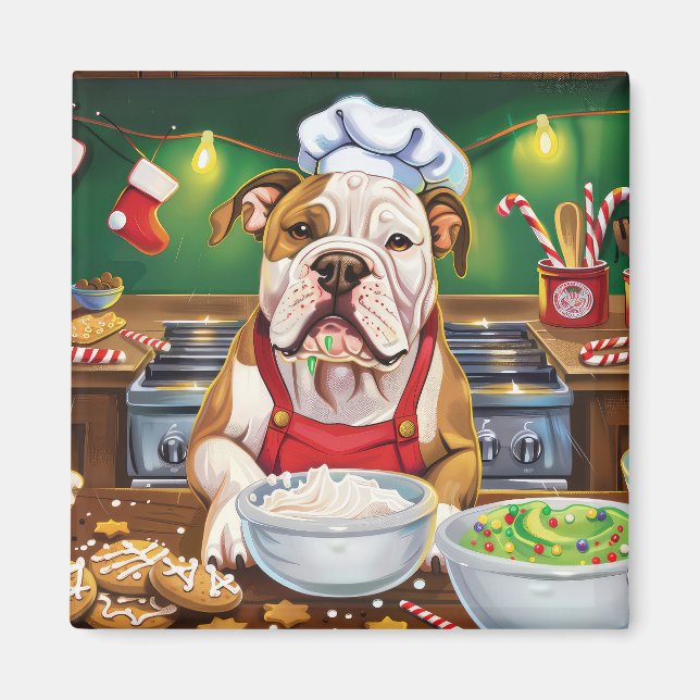Imán Festividades en Bulldog americano: Navidades festi (Frente)