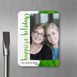 Imán Festividades más felices Novedades Modernas fuera<br><div class="desc">Navidades verdes - Usa una foto vertical para hacer un exclusivo y moderno saludo de Navidad con una brillante y alegre salpicadura de acuarela. Este diseño tiene un aspecto abstracto con elementos pintados y un tipo de letra manuscrito. Si necesita mover algo, haga clic en el botón personalizar para realizar...</div>