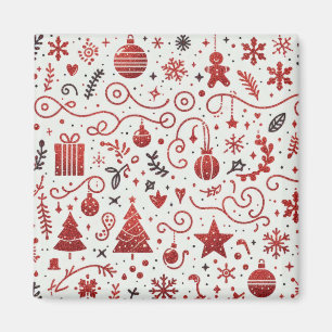 Imán festivo decorativo rojo blanco