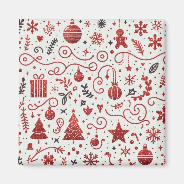 Imán festivo decorativo rojo blanco (Frente)