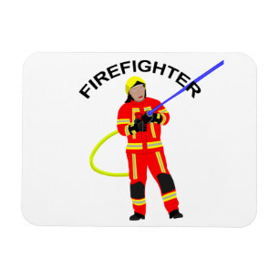 Imán Feuerwehrmann en roter Einsatzkleidung Magnet