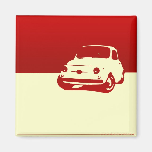Imán Fiat 500, 1959 - Rojo sobre la luz (Frente)