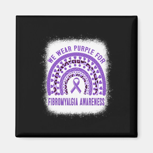 Imán Fibromialgia Conciencia Cinta púrpura Arcoiris (Frente)