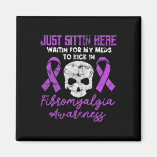Imán Fibromialgia Conciencia Fibro Guerrero Purple Skul