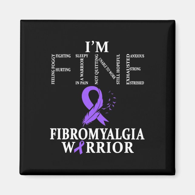 Imán Fibromialgia Conciencia Guerrero Apoyo Cinta Púrpu (Frente)