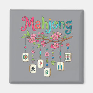 Imán Fichas de Mahjong Flor de Cerezo Mahjong Divertido