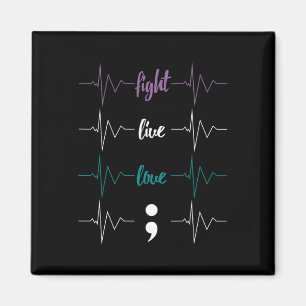 Imán Fiebre Live Love Semicolon Heartbeat Suicidio Awar