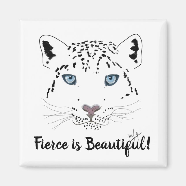 Imán Fierce es hermosa | Leopardo de la nieve moderna (Frente)