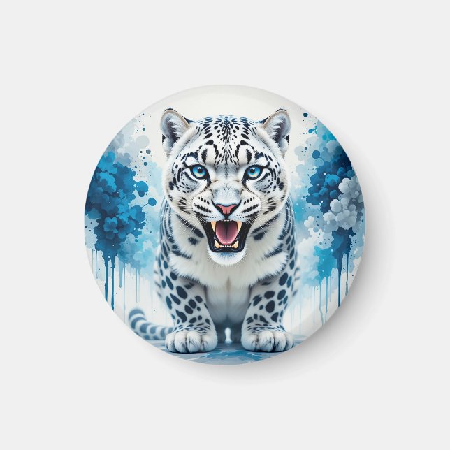 Imán Fiero Leopardo Blanco (Frente)