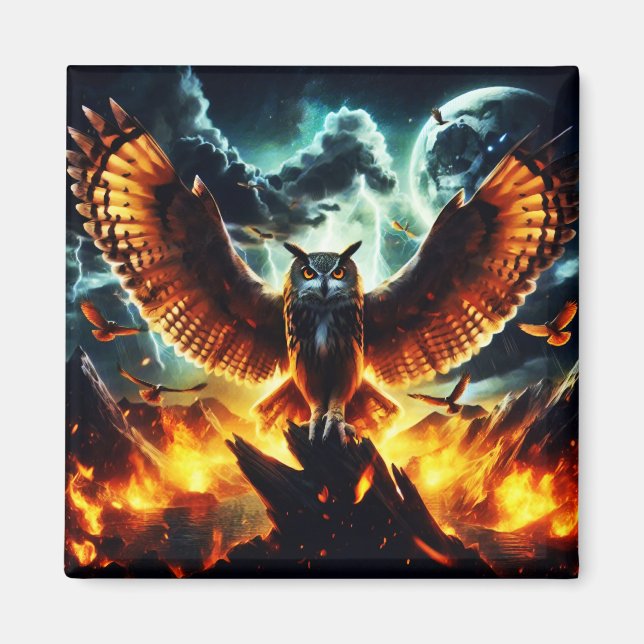 Imán Fiery Owl Moonrise (Frente)
