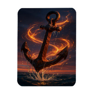 Imán Fiery Rustic Anchor – Nautical Fantasy Wall Art