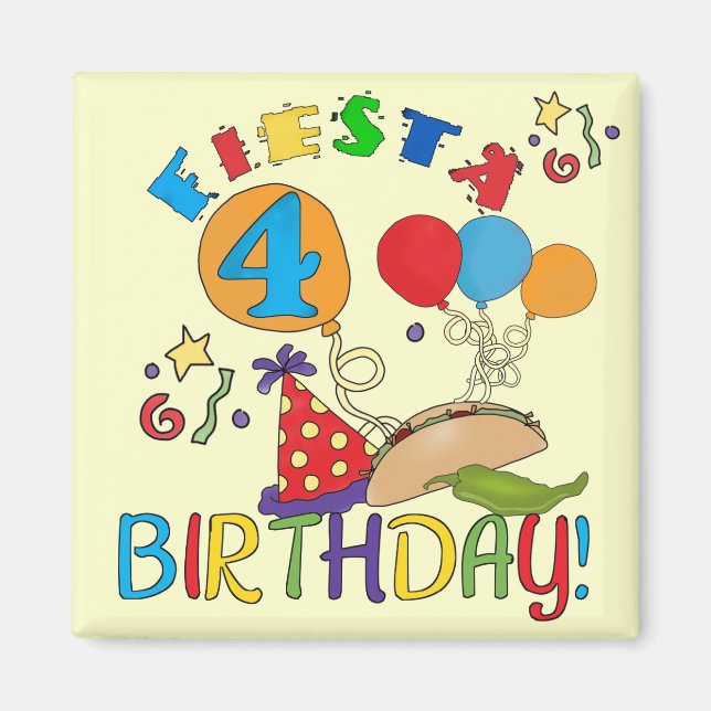 Imán Fiesta 4ª camisetas de cumpleaños y regalos (Frente)