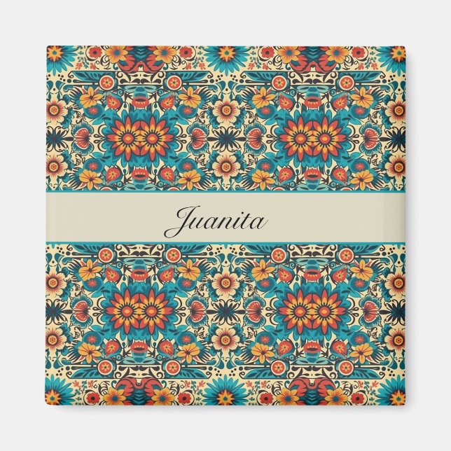 Imán Fiesta Blooms, personalizable (Frente)