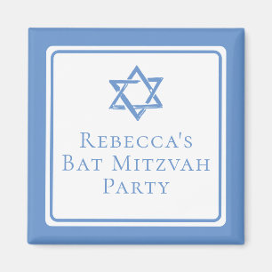 Imán Fiesta de Bat Mitzvah Estrella azul clara de David