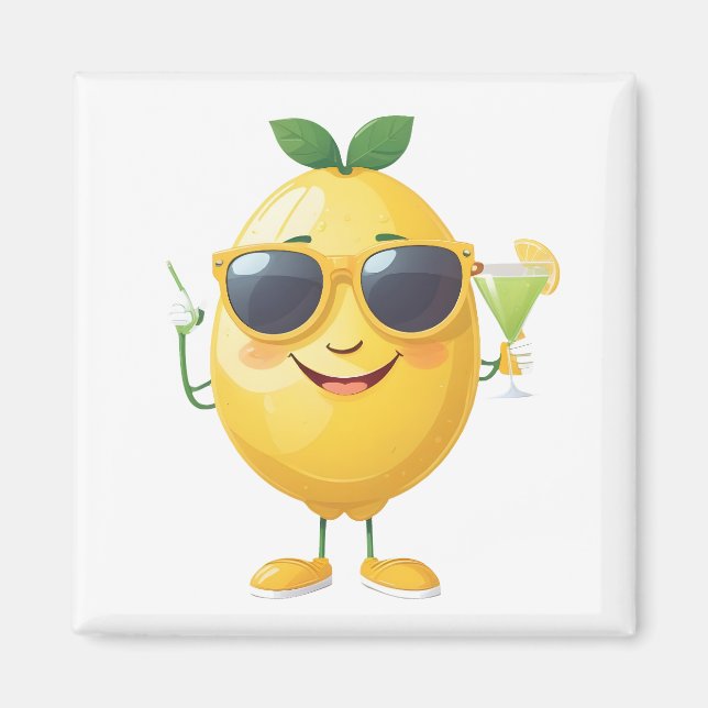 Imán Fiesta de bebida tropical con gozo de limón (Frente)